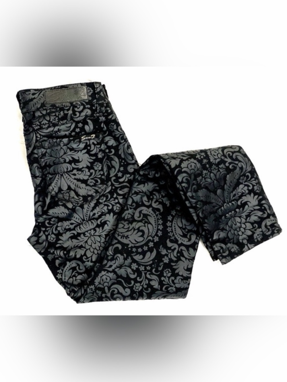 Seven7 Black & Gray Damask Pattern Chinos
